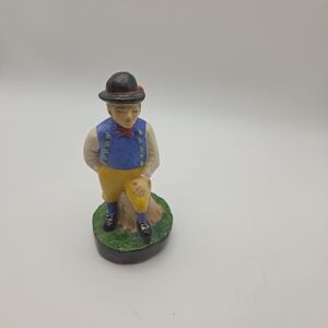 Charming Ceramic Figurine - Blue and Yellow Attire